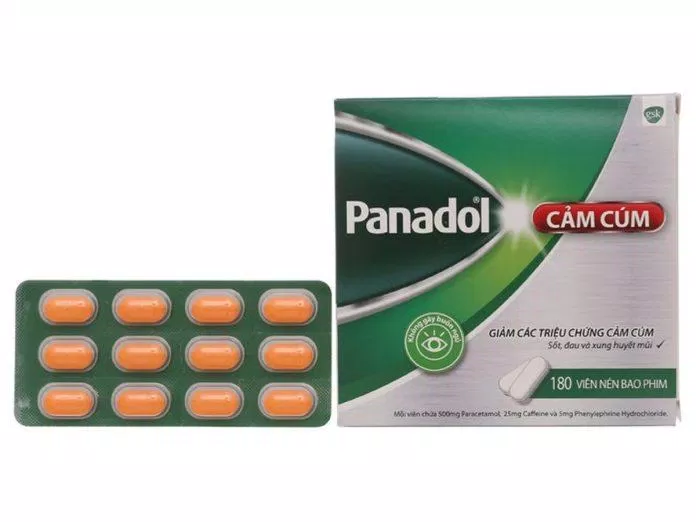 Thuốc cảm cúm Panadol được đóng gói dưới dạng vỉ và hộp màu xanh lá cây (Nguồn: Internet).
