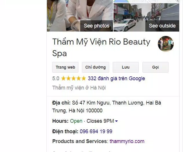 Điểm đánh giá của Rio Beauty Spa (nguồn: BlogAnChoi)